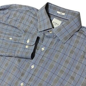 Enro 1919 Men's Dress Shirt Plaid Button Down Stretch Long Sleeve Office Size XL